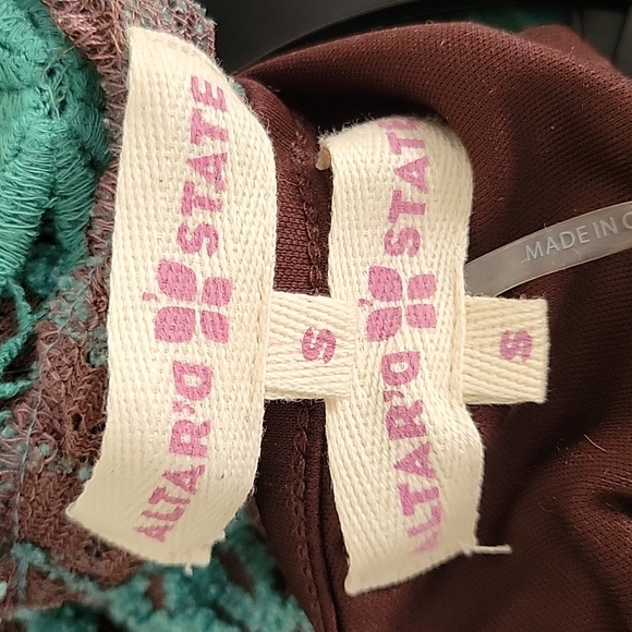 Altar'd State Teal and Brown Lace Boho/Victorian Midi Dress, Size Small - Picture 7 of 9